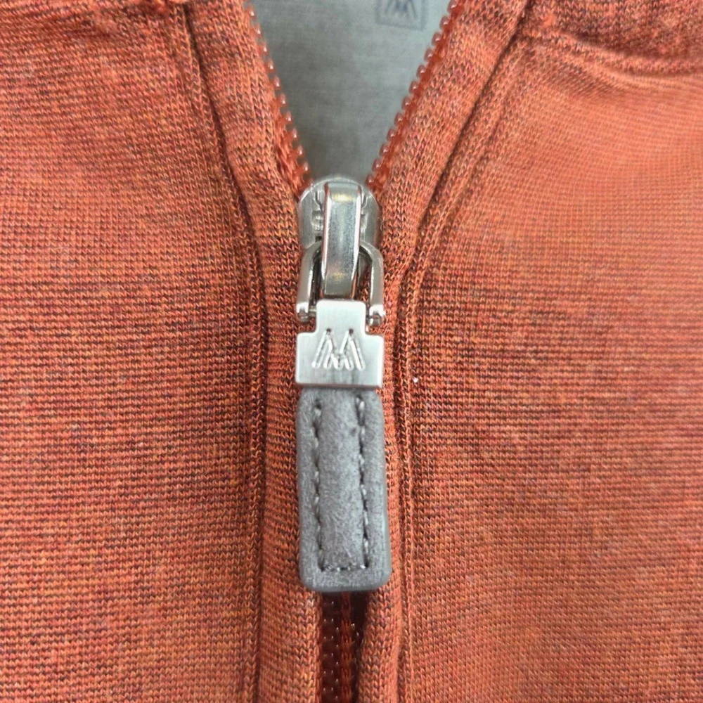 Mizzen+Main Mens Quarter Zip Pullover Burnt Orange Heather Large Size Mock Neck